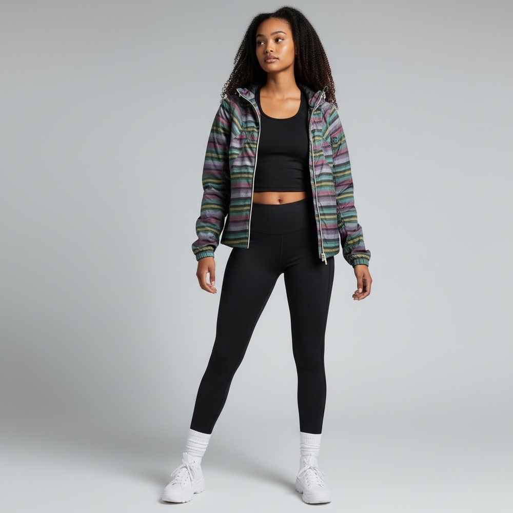 Lululemon Run Hustle Jacket in Multi Poncho Stripe Hooded Jacket​